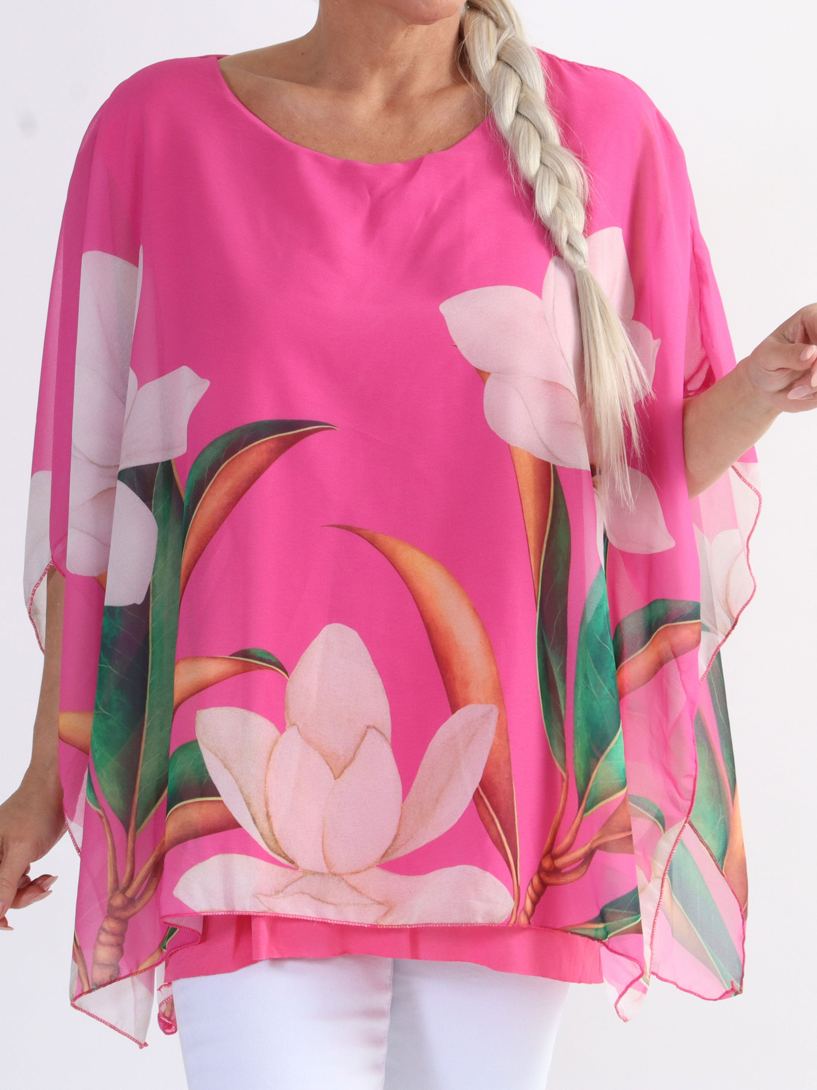 Mian - Färgglada plus size tunika med chiffonglager